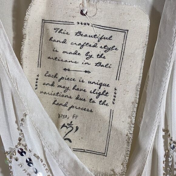 FREE PEOPLE MODERN MUSE FLAPPER GYPSY FRINGE DRESS IVORY NWT SMALL - Picture 4 of 11